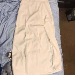 Cream long double slit skirt